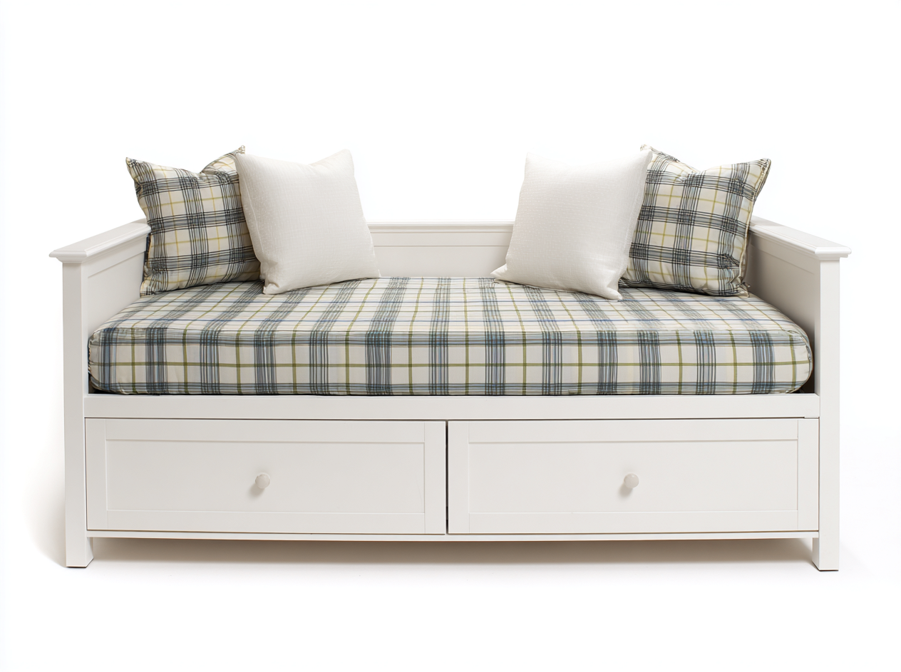 Sofa Bed Solid Wood Frame Upholstered Cushion with Storage 78x32x34 inches - White - Modern Indoor Daybed Seating-Nookuplab