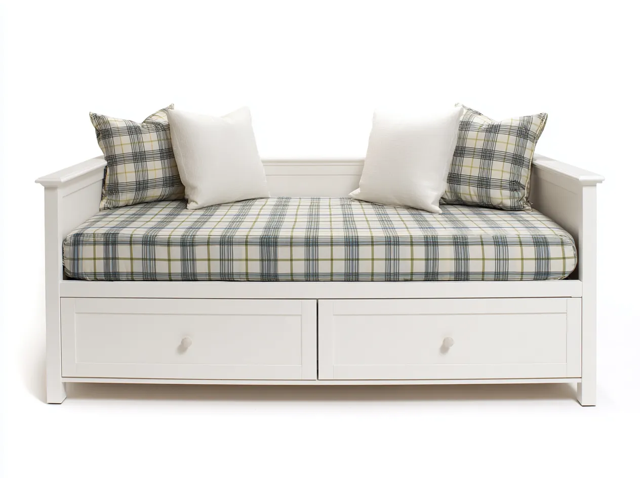 Sofa Bed Solid Wood Frame Upholstered Cushion with Storage 78x32x34 inches - White - Modern Indoor Daybed Seating-Nookuplab