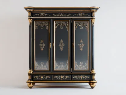 Wardrobe classic storage wardrobe 72x24x78 inches - black-gold - elegant traditional design-Nookuplab