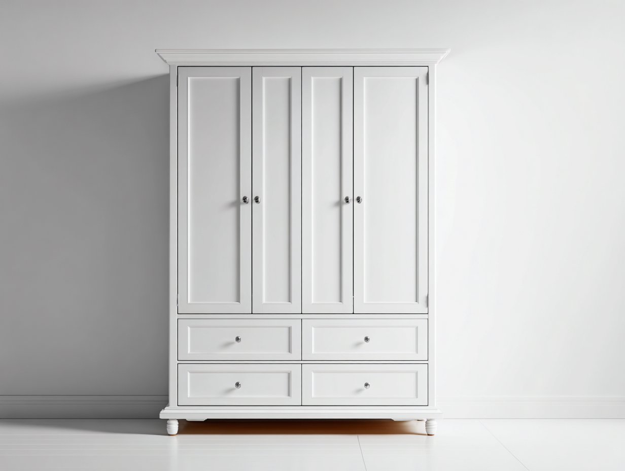 Wardrobe Solid Wood Construction with Storage Drawers 60x22x78 inches - White - Classic Bedroom Storage-Nookuplab