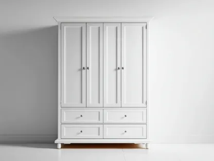 Wardrobe Solid Wood Construction with Storage Drawers 60x22x78 inches - White - Classic Bedroom Storage-Nookuplab