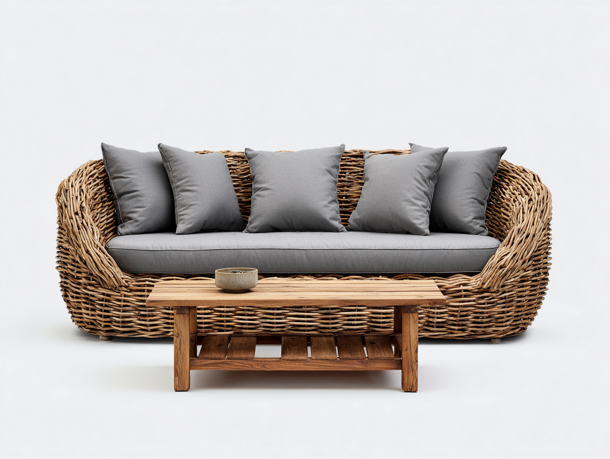 Outdoor Sofa 3-seater outdoor sofa with table 88x32x30 inches - gray - modern outdoor comfort design-Nookuplab