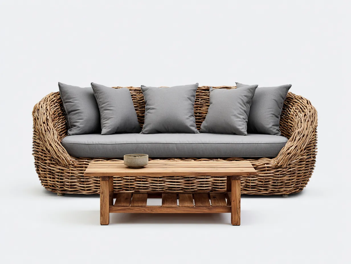 Outdoor Sofa 3-seater outdoor sofa with table 88x32x30 inches - gray - modern outdoor comfort design-Nookuplab