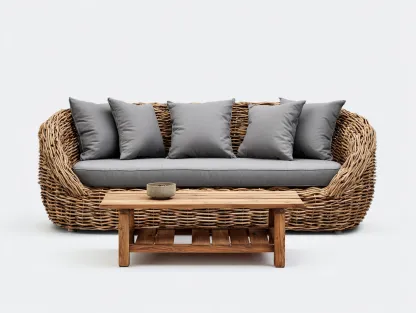 Outdoor Sofa 3-seater outdoor sofa with table 88x32x30 inches - gray - modern outdoor comfort design-Nookuplab