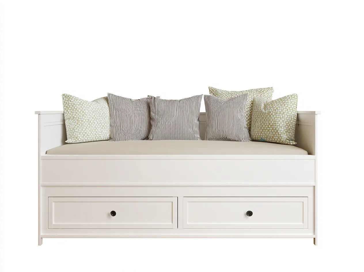 Sofa Bed Solid Wood Frame Upholstered Seat with Storage Drawers 80x32x34 inches - White - Modern Indoor Daybed Seating-Nookuplab