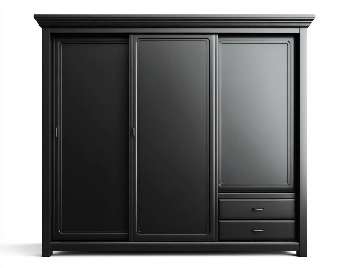 Wardrobe Solid Wood 70x24x80 (inches) - Black - Modern Classic Design-Nookuplab