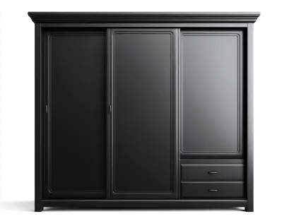 Wardrobe Solid Wood 70x24x80 (inches) - Black - Modern Classic Design-Nookuplab