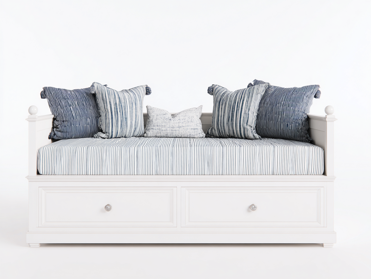 Sofa Bed wooden daybed with storage 80x40x35 inches - white - classic multifunction design-Nookuplab