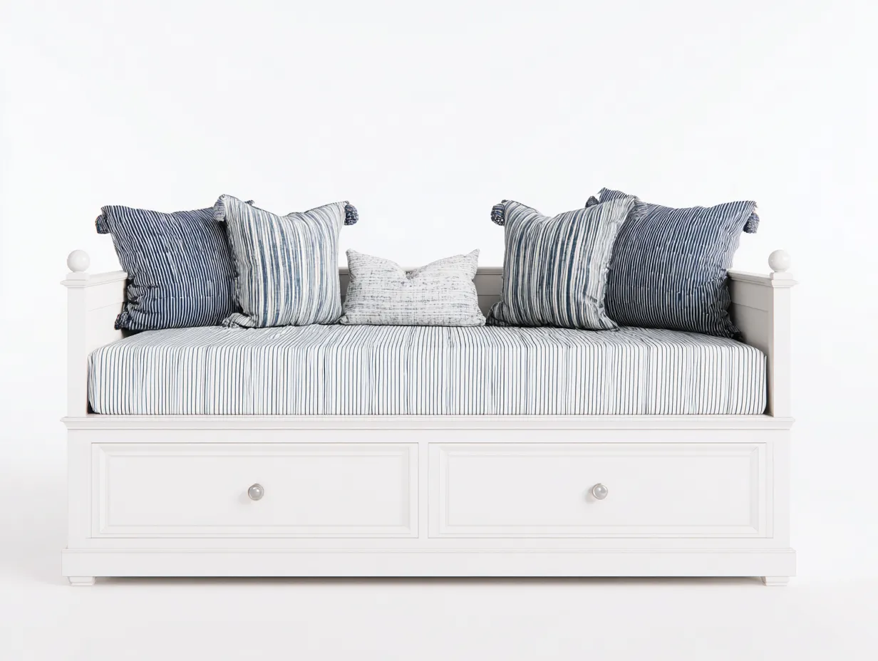 Sofa Bed wooden daybed with storage 80x40x35 inches - white - classic multifunction design-Nookuplab