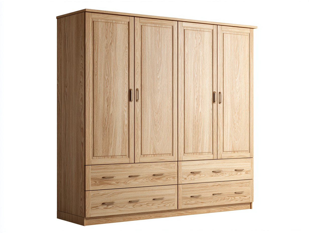 Armadio a 4 ante con cassetti in legno 200x55x200 cm - marrone - per camera da letto design moderno-Havenmybase