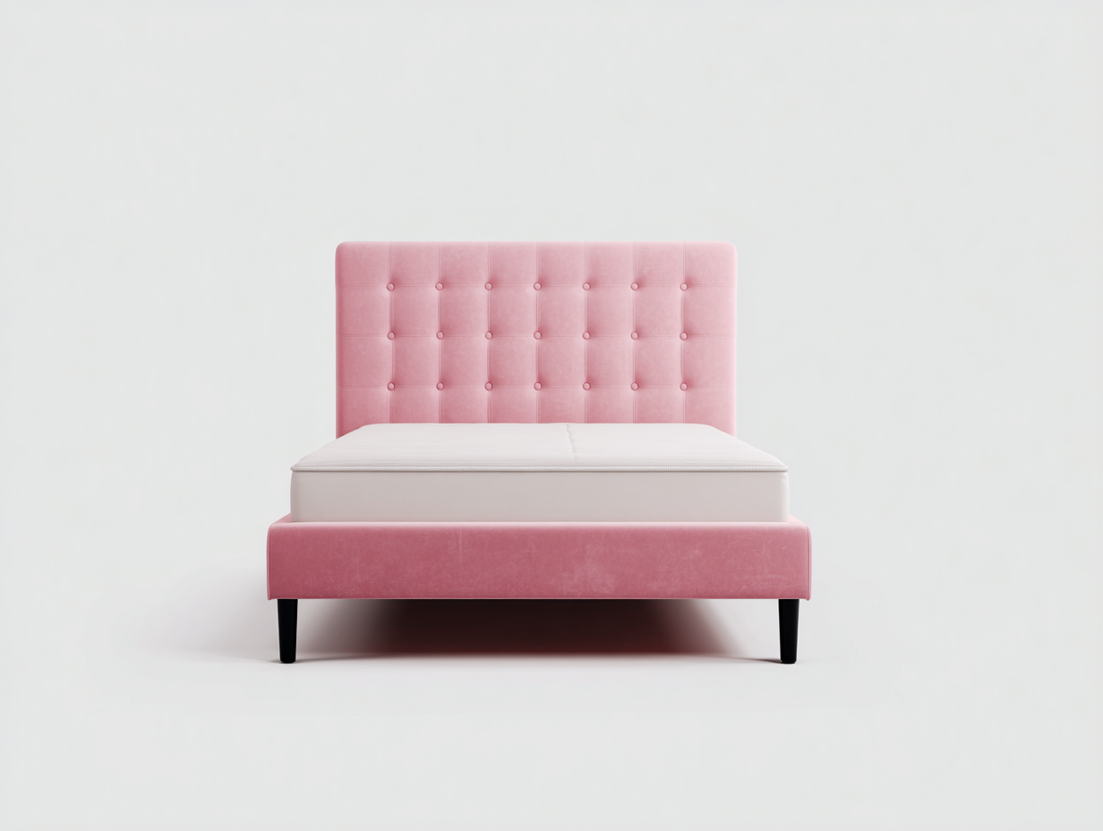 Letto matrimoniale imbottito in tessuto 170x210x120 cm - rosa - design moderno per camera da letto-Havenmybase