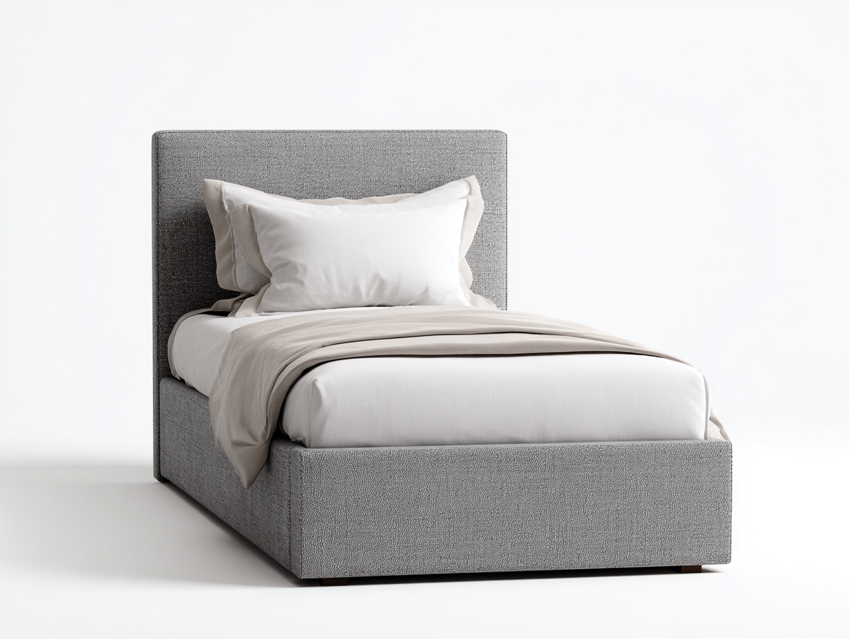 Letto singolo imbottito in tessuto 200x90x110 cm - grigio - per camera da letto design moderno-Havenmybase