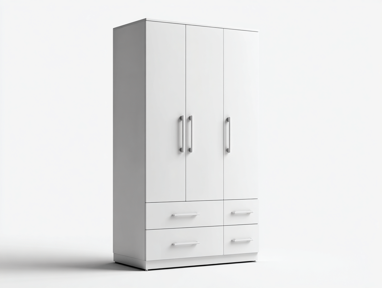 Armadio a 3 ante in pannelli di legno 120x55x200 cm - bianco - stile moderno per camera da letto-Havenmybase