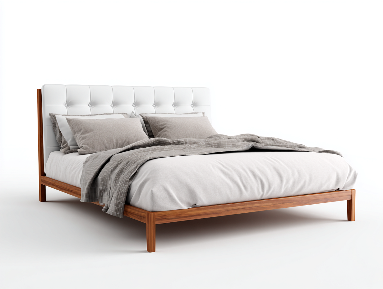 Letto matrimoniale 210x170x100 cm in legno con testiera imbottita - bianco-marrone - stile moderno per camera da letto-Havenmybase