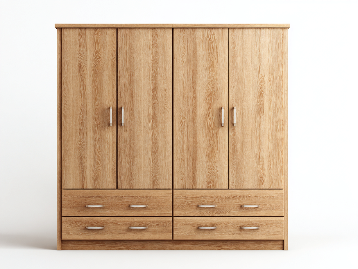 Armadio a 4 ante 180x55x200 cm in legno ingegnerizzato - marrone - stile moderno per camera da letto-Havenmybase