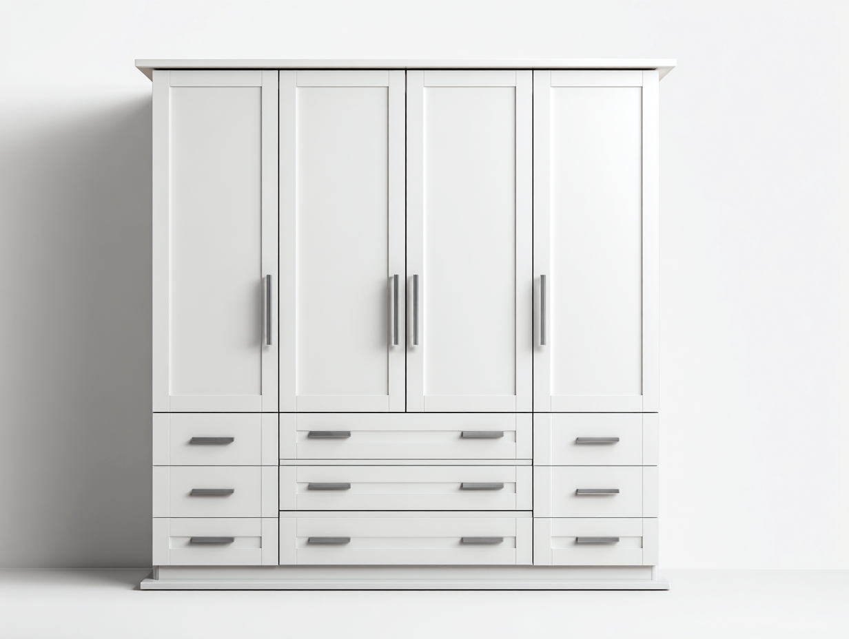 Armadio a 4 ante con cassetti 220x55x210 cm - bianco - per camera da letto design moderno-Havenmybase