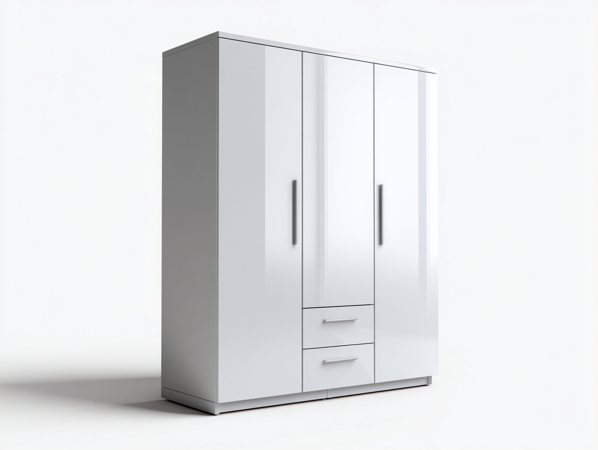 Armadio a 3 ante con cassetti 150x55x200 cm - bianco - per camera da letto design moderno-Havenmybase