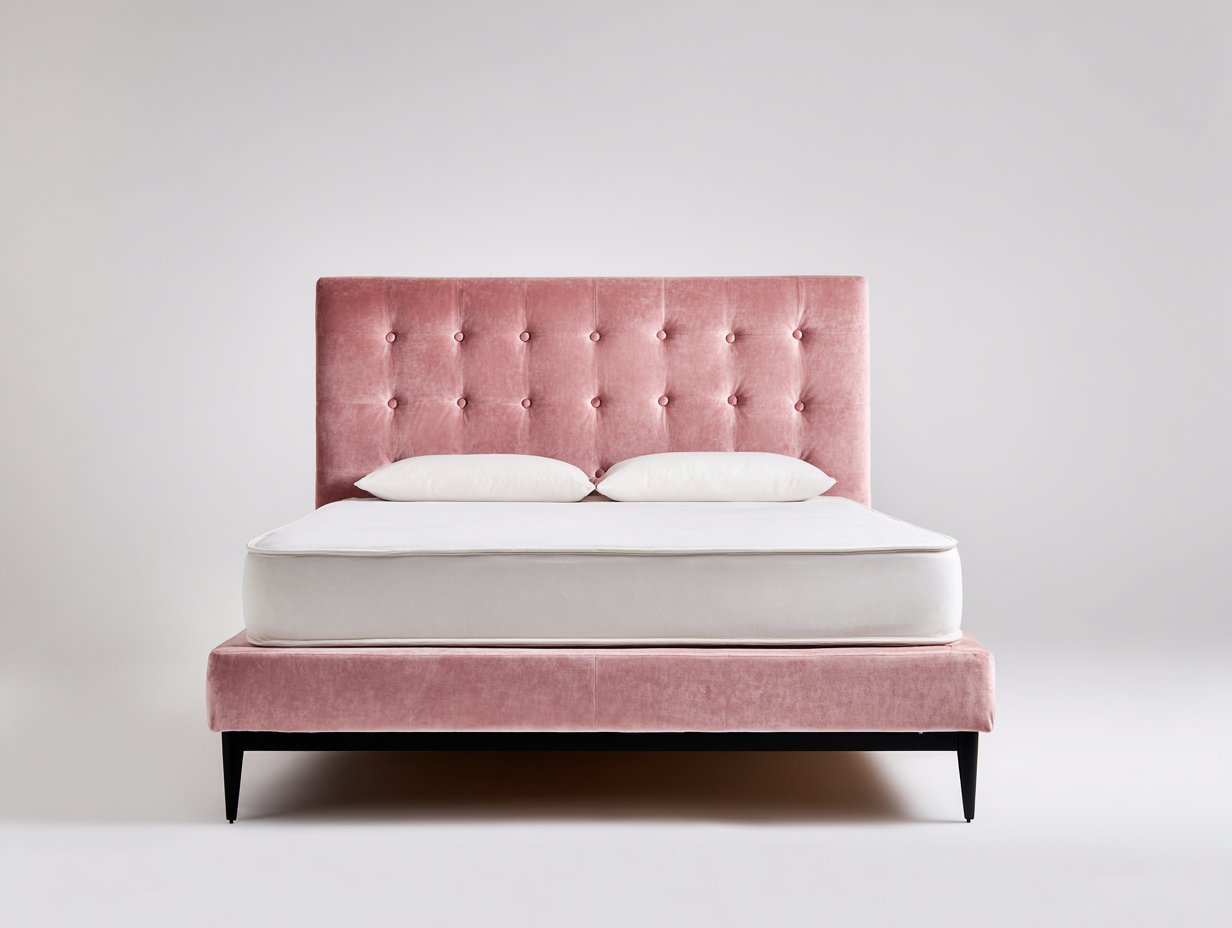 Letto matrimoniale imbottito in tessuto 200x160x110 cm - rosa - per camera da letto design elegante-Havenmybase