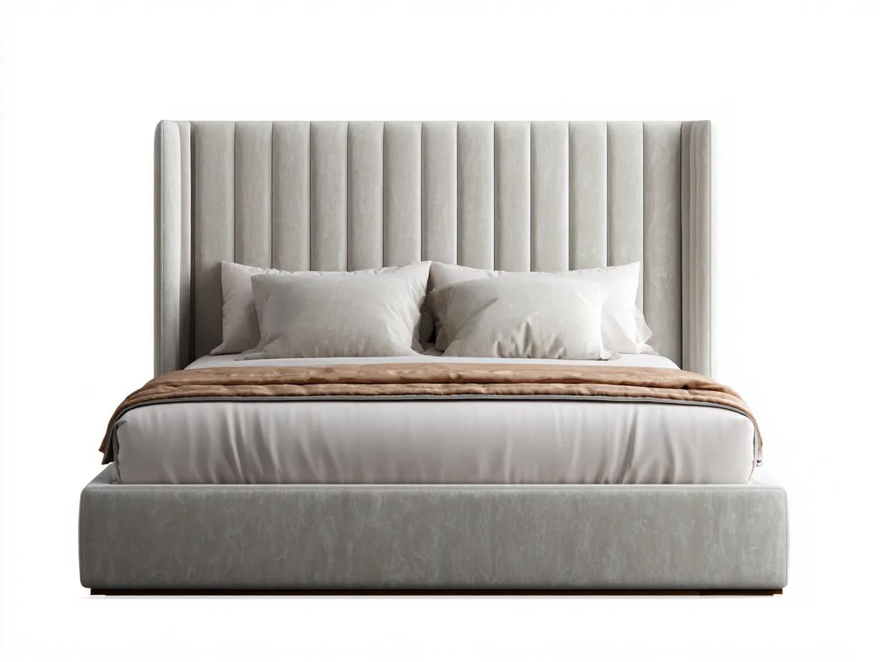 Doppelbett-Stoff-Holz-214x192x130 cm-Beige-modern-Luxemyly