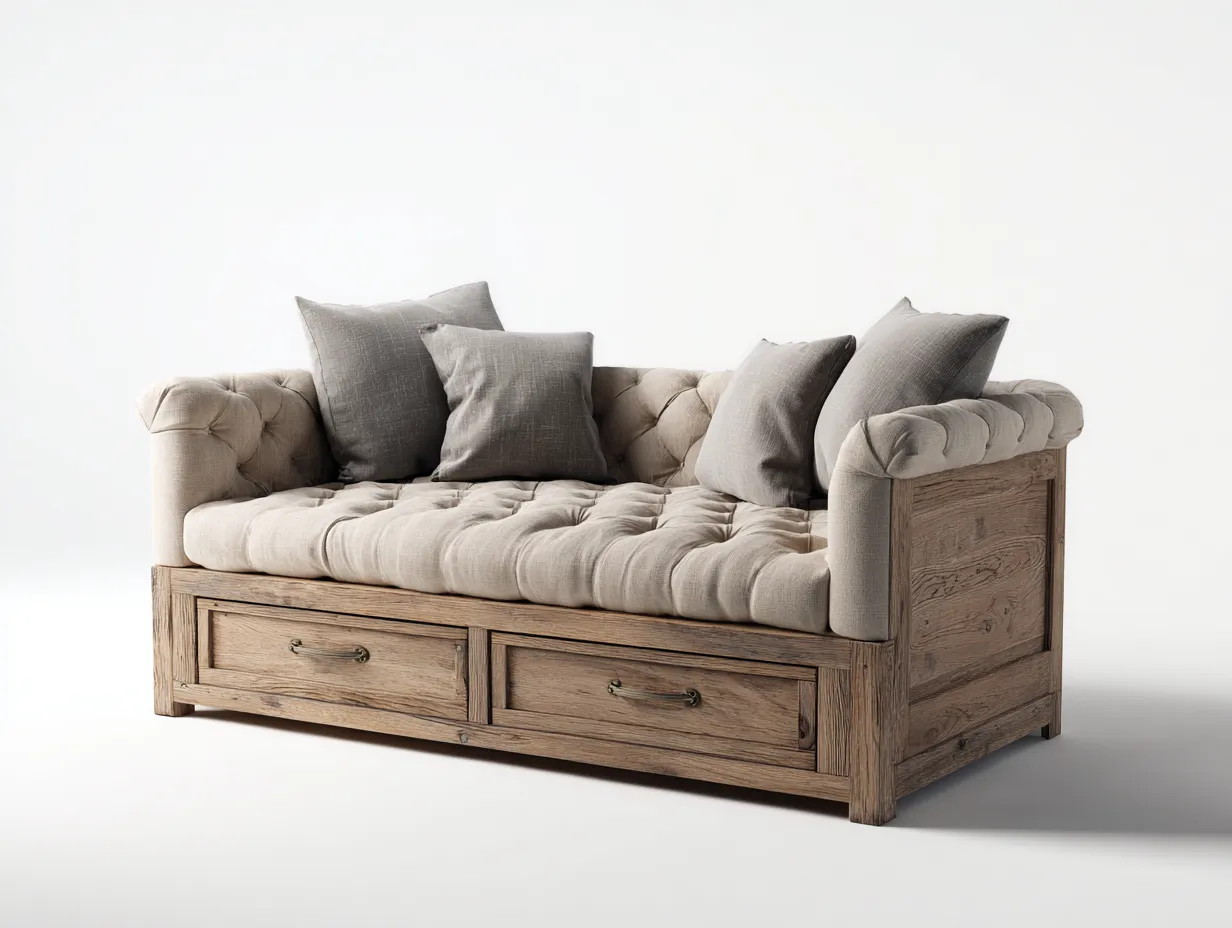 Schlafsofa-Stoff-Massivholz-202x92x78 cm-Beige-klassischer Stil-Luxemyly