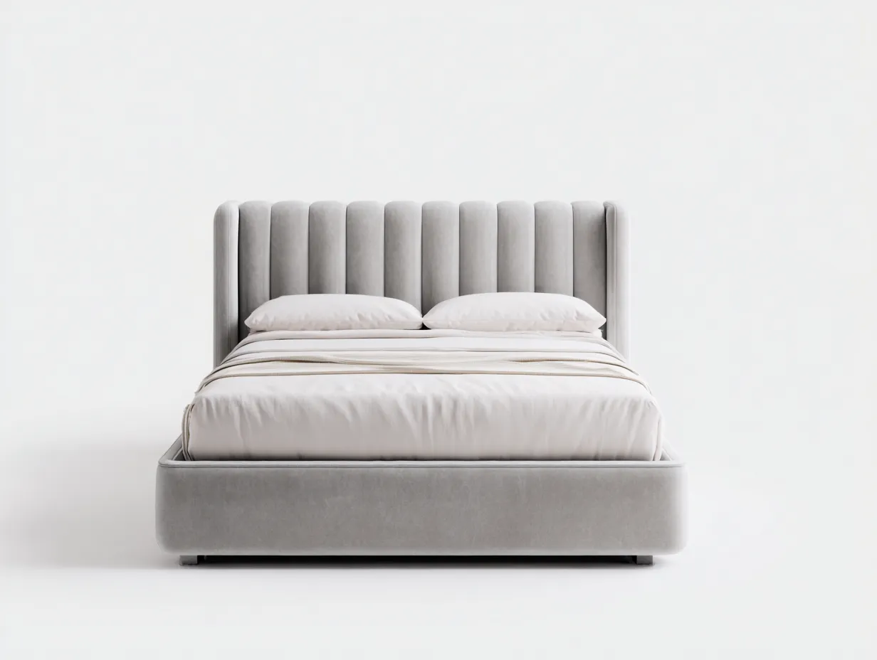 Doppelbett - Stoff - 216x172x115 cm - Grau - modernes Design-Luxemyly