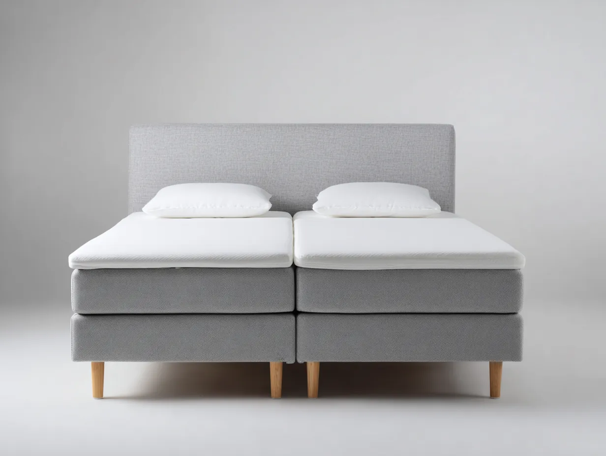 Doppelbett-Stoff-Holz-214x188x116 cm-Grau-Modernes Design-Luxemyly