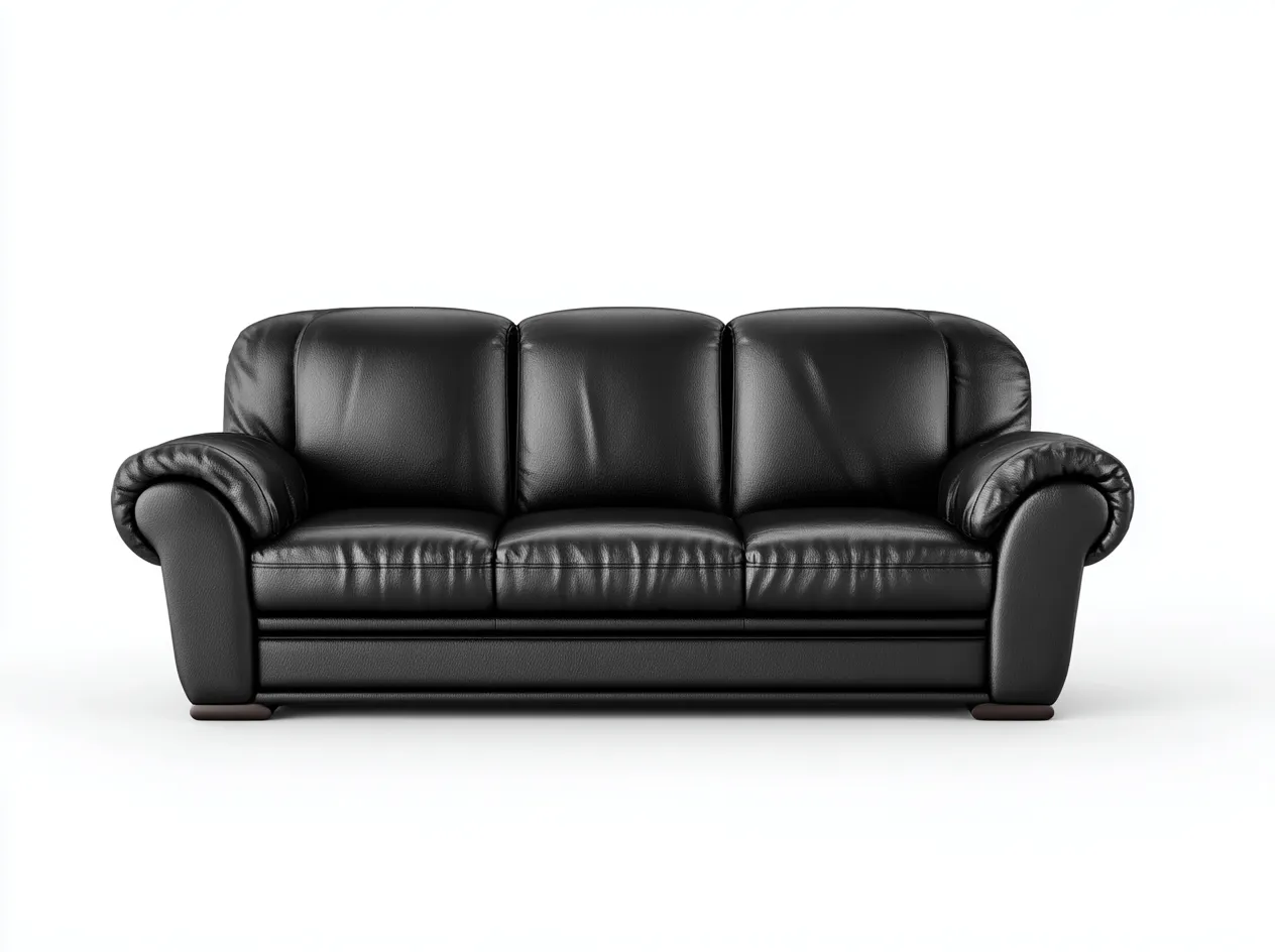 3 Sitzer Sofas-Echtleder-212x94x88 cm-Schwarz-klassischer Stil-Luxemyly