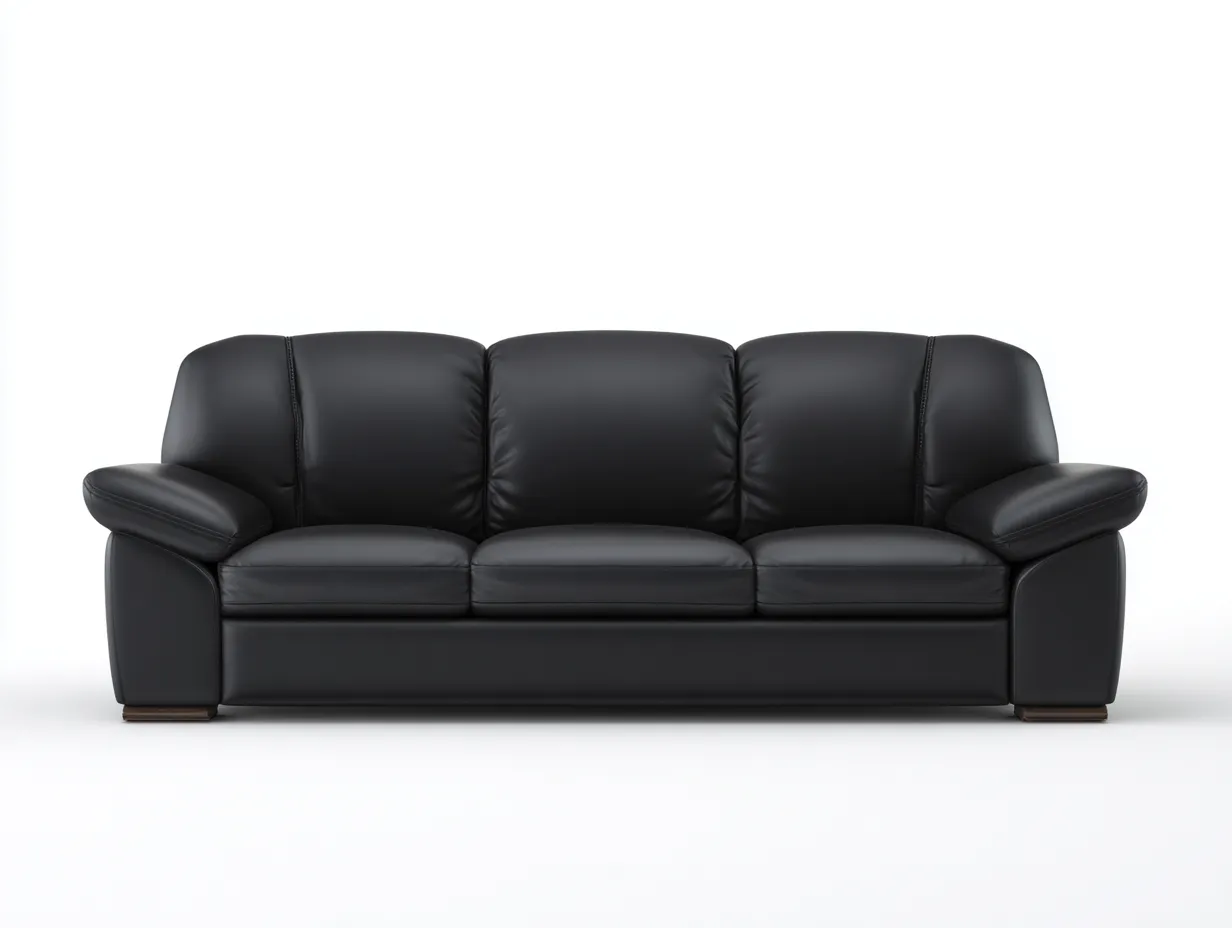 3 Sitzer Sofas-Echtleder-226x98x82 cm-Schwarz-moderner Stil-Luxemyly