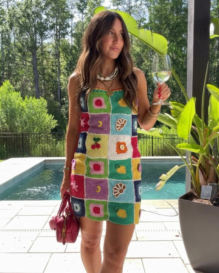 Multicolor Poise Resort Embroidered Maxi Dress Multicolor Maxi Dress with Relaxed Fit silhouette and Textured texture, front view product image for Resort Wear, a London dinner reservation, Euro Chic Premium by Mesadic