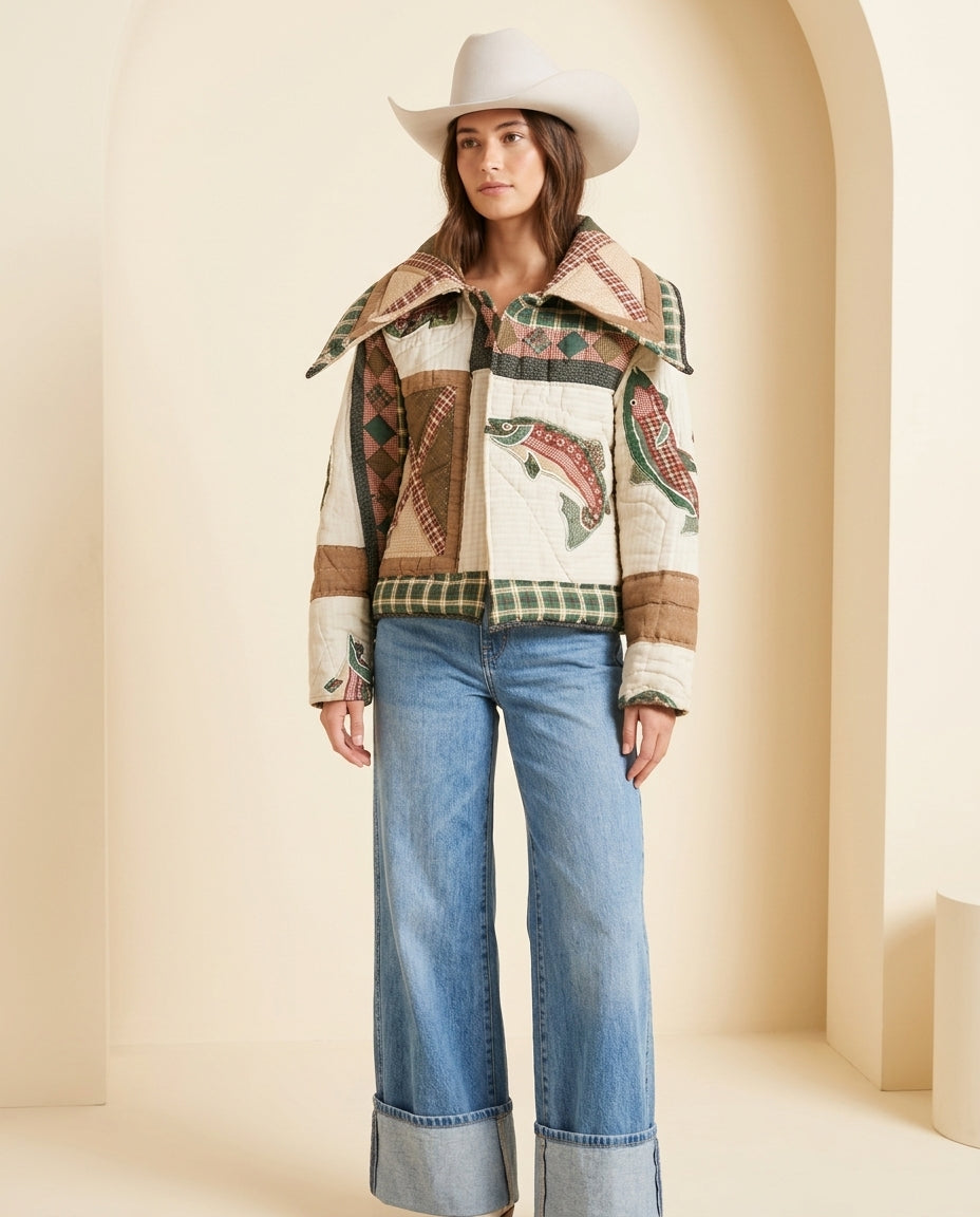 Multi-Color Lustre Summer Jacket Multi-Color Jacket with Asymmetric silhouette and Textured texture, front view product image for Business Casual, Evening in Amalfi, Euro Chic Premium by ads.floravincie
