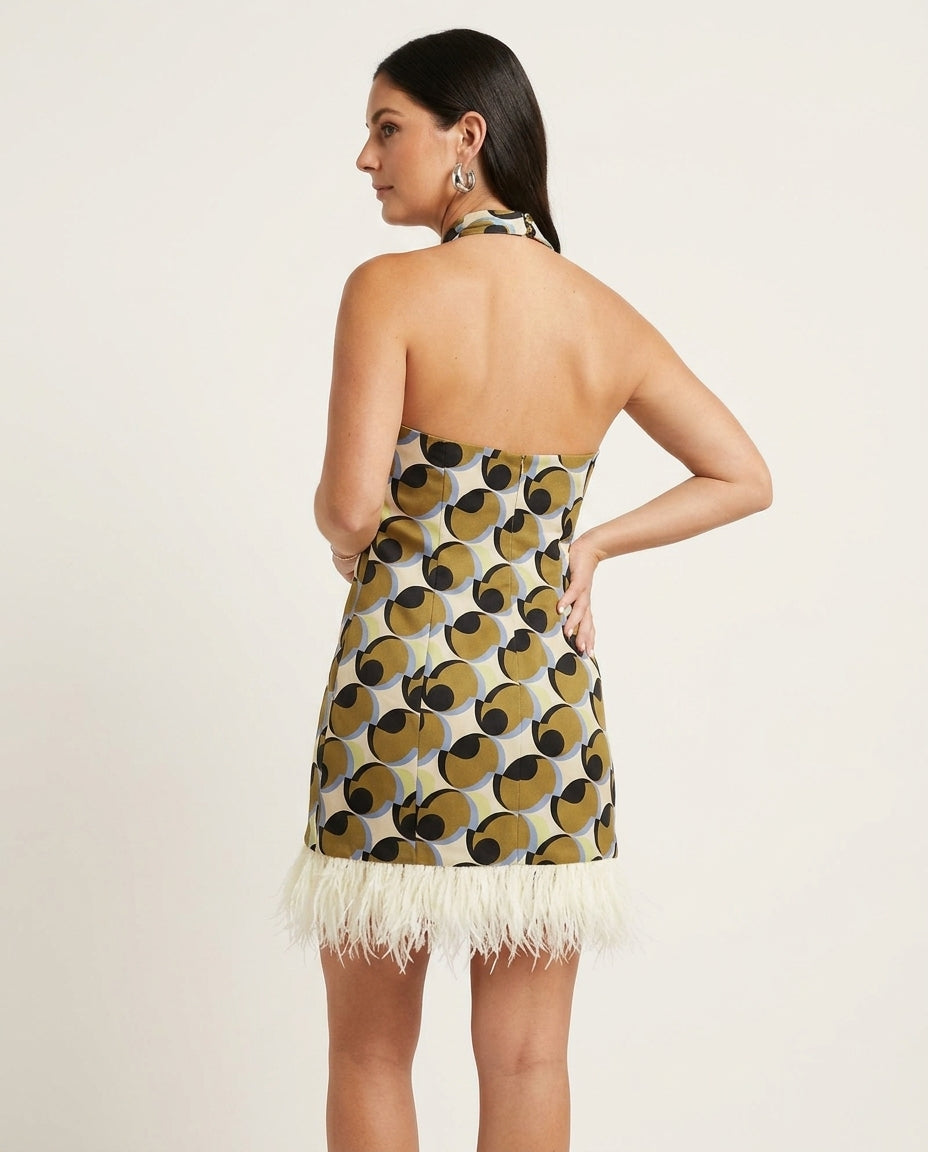 Olive Green Charm Evening Abstract Print Maxi Dress Olive Green Maxi Dress with Asymmetric silhouette and Satin texture, clean studio product view for Date Night, a Palm Springs weekend, US Coastal Glam by ads.floravincie