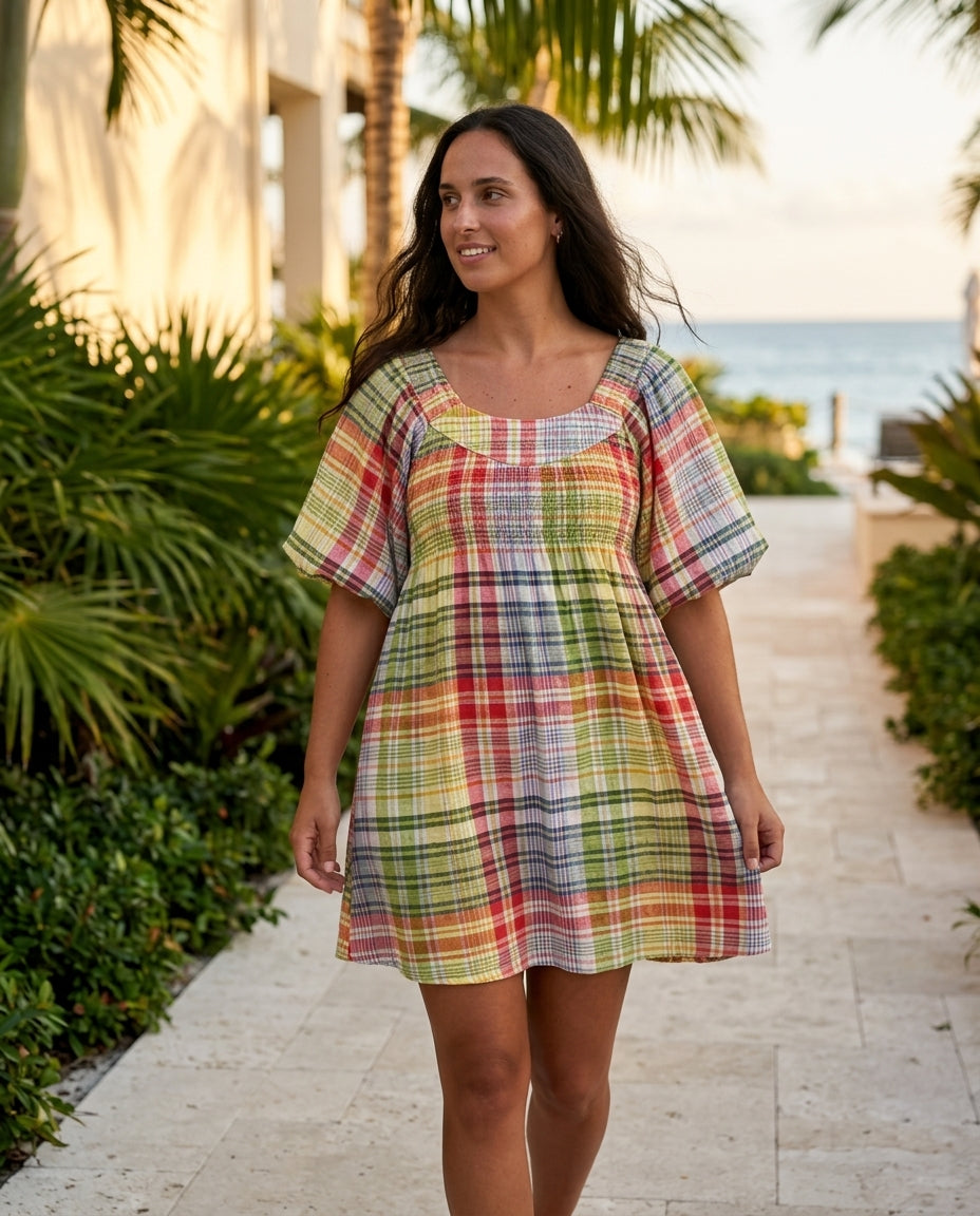 Multi-Color Lustre Summer Tiered Maxi Dress Multi-Color Maxi Dress with Relaxed Fit silhouette and Textured texture, lifestyle scene image for Vacation Evening, a London dinner reservation, Euro Chic Premium by ads.floravincie