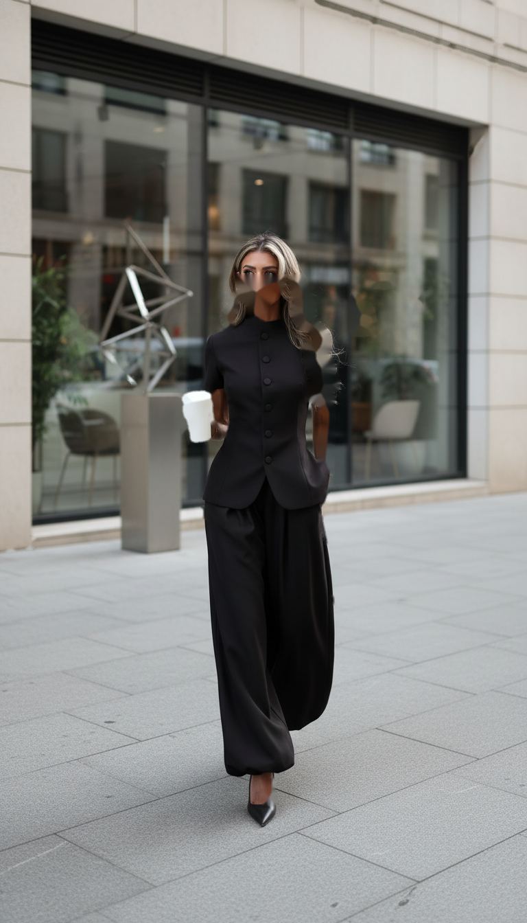 Black Wide-Leg Button Front Pockets Wide-Leg Jumpsuit product image 4