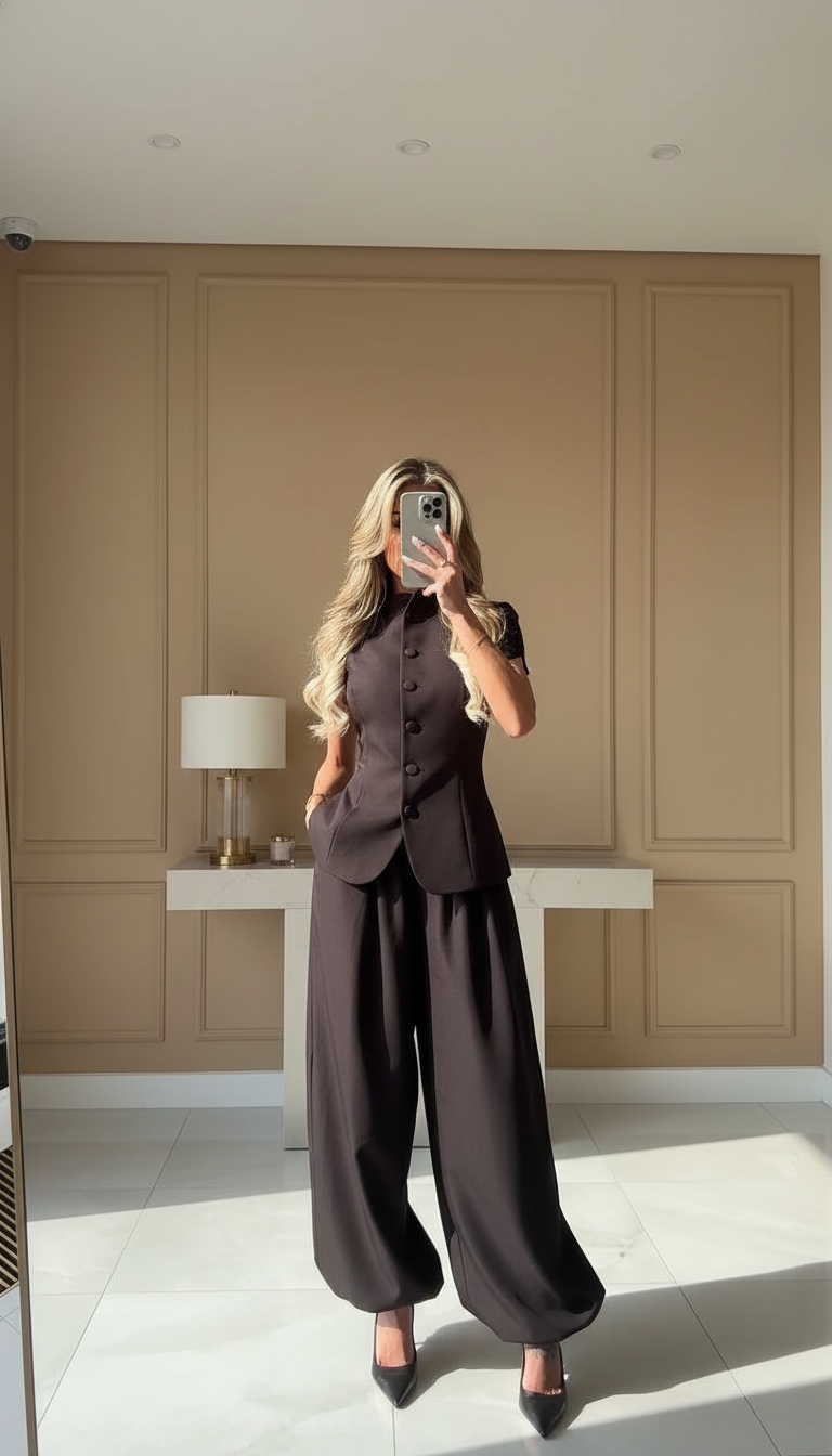 Black Wide-Leg Button Front Pockets Wide-Leg Jumpsuit product image 6