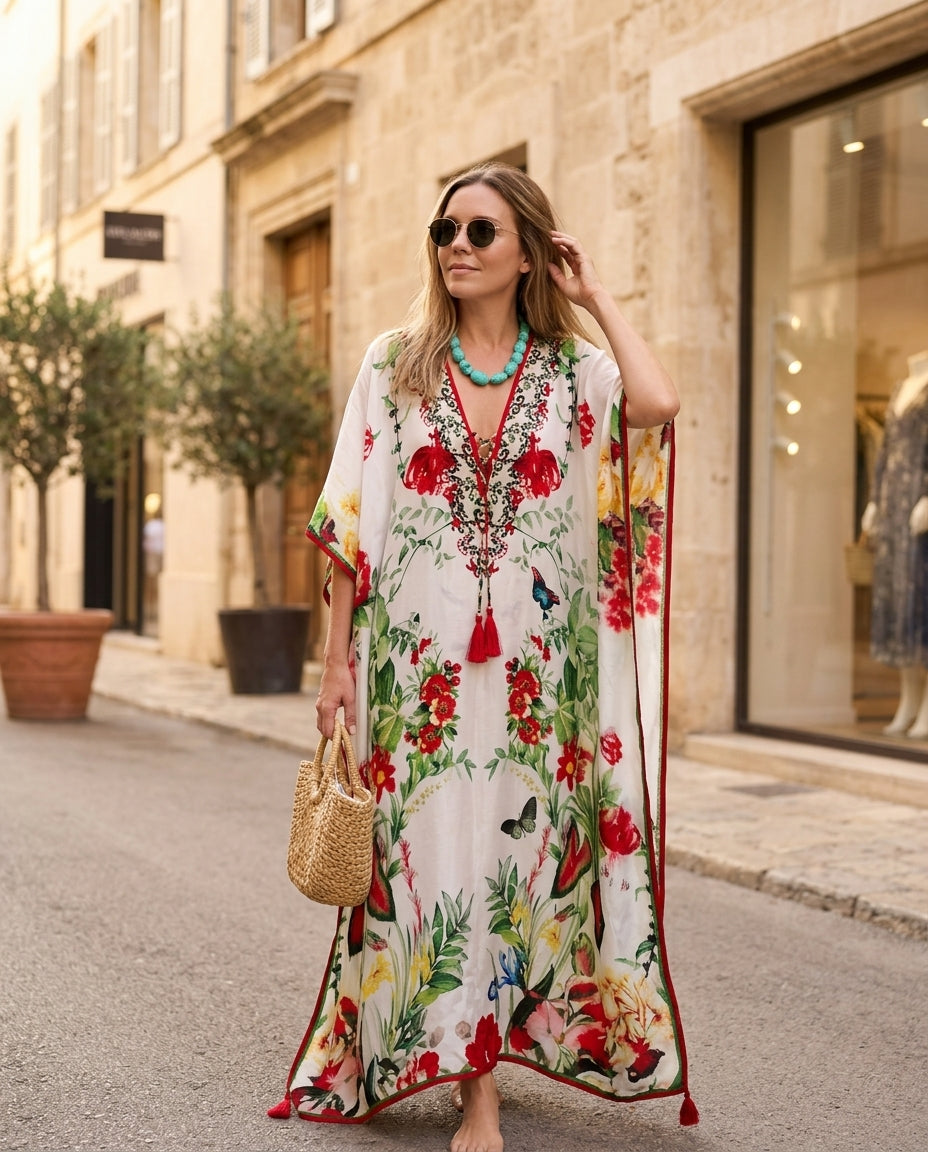 Ivory Glow Resort Embroidered Maxi Dress Ivory Maxi Dress with Relaxed Fit silhouette and Textured texture, fabric and construction detail for Resort Wear, a private garden lunch, US East / Hamptons Elite by ads.floravincie