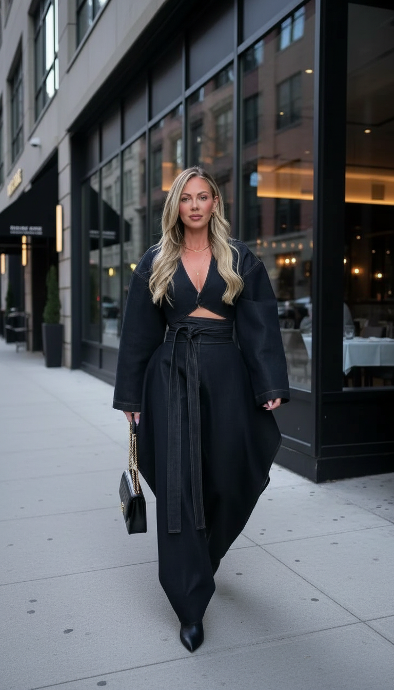 Black V-Neck Wide-Leg Belted Wide-Leg Jumpsuit product image 7