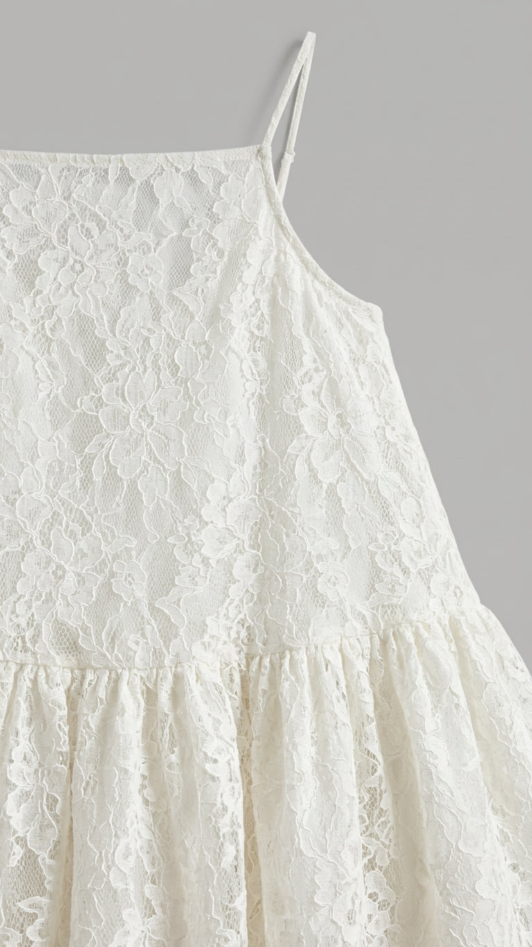 Ivory Aura Resort Lace Maxi Dress Ivory Maxi Dress with Relaxed Fit silhouette and Textured texture, additional styling view for Resort Wear, Brunch in SoHo, US Coastal Glam by ads.floravincie