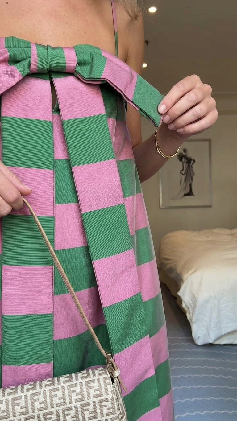 Pink Grace Resort Striped Romper Pink Romper with Relaxed Fit silhouette and Poplin texture, additional styling view for Resort Wear, a rooftop dinner in LA, US Coastal Glam by ads.floravincie