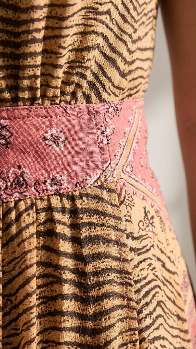 Sand Aura Resort Printed Maxi Dress Sand Maxi Dress with Relaxed Fit silhouette and Textured texture, additional styling view for Resort Wear, a London dinner reservation, Euro Chic Premium by ads.floravincie