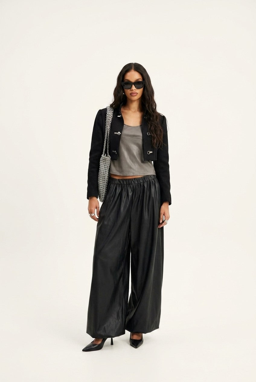 Relaxed Faux Leather Palazzo Pants
