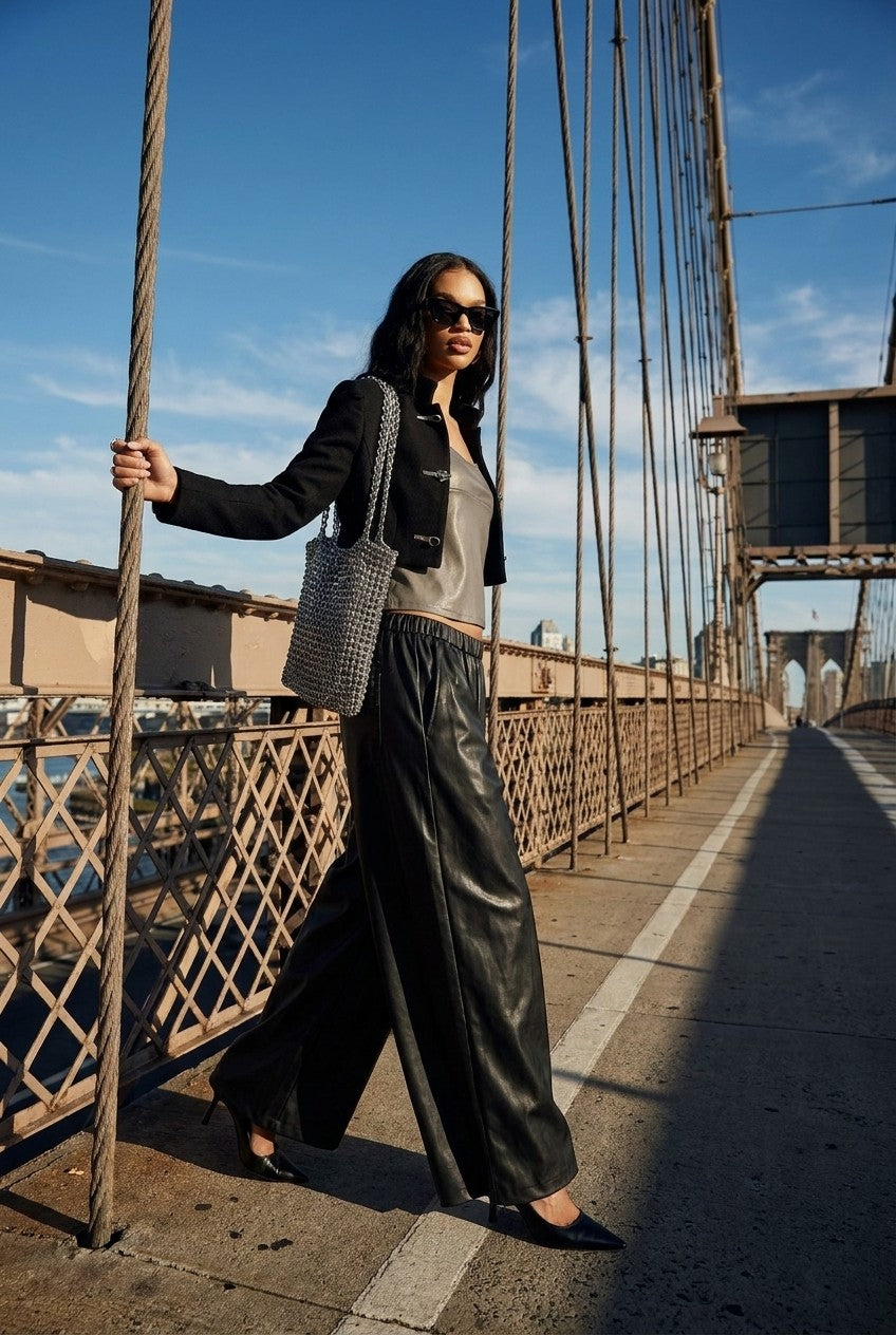 Relaxed Faux Leather Palazzo Pants