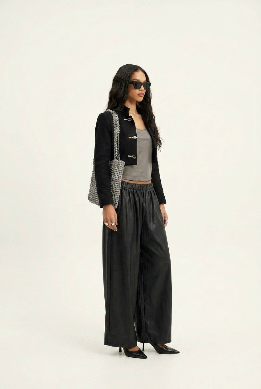 Relaxed Faux Leather Palazzo Pants