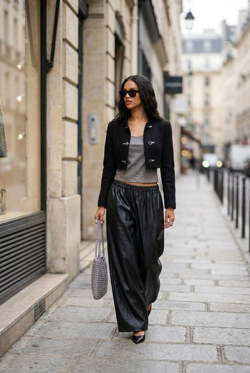 Relaxed Faux Leather Palazzo Pants