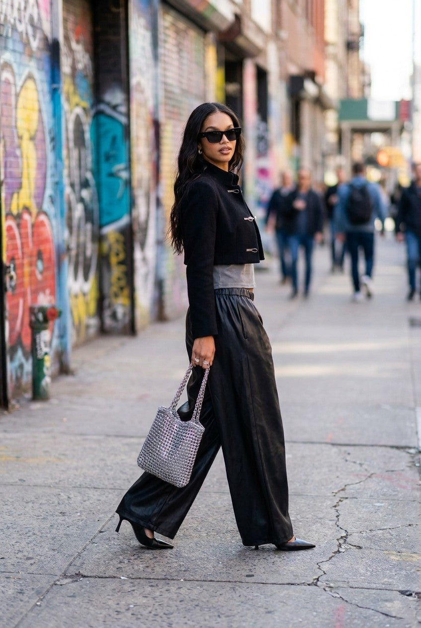 Relaxed Faux Leather Palazzo Pants
