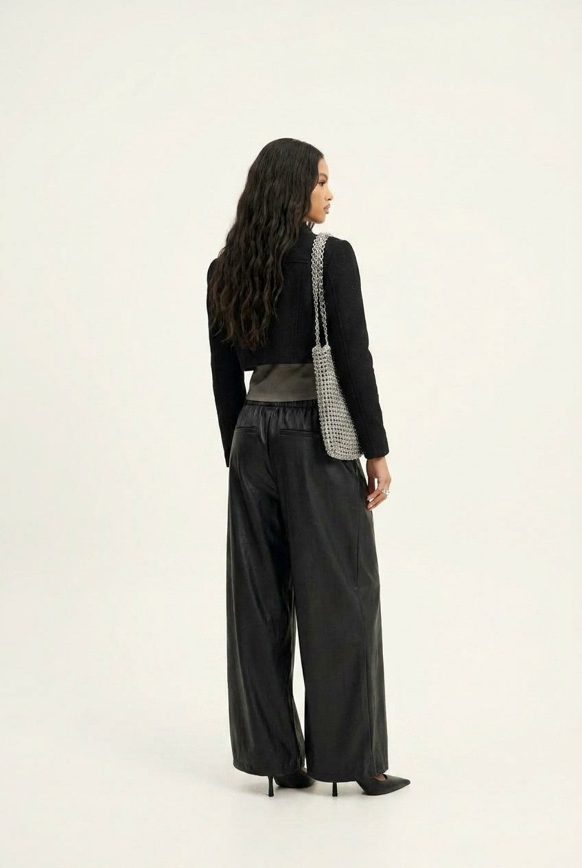Relaxed Faux Leather Palazzo Pants