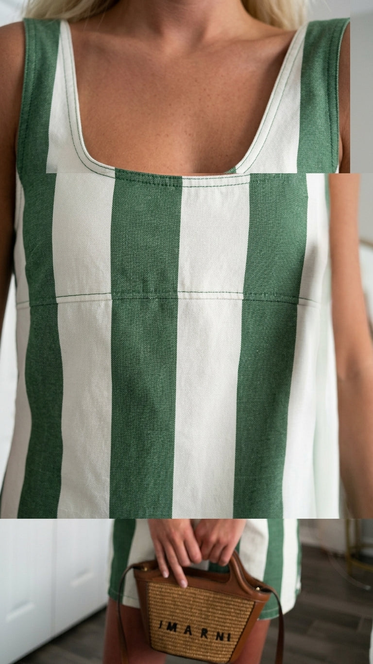 Sage Eyelet V-Neck Maxi Dress "Alba" Sage Maxi Dress with Asymmetric silhouette and Linen Blend texture, close-up product detail for Resort Wear, a gallery opening in Paris, Euro Chic Premium
