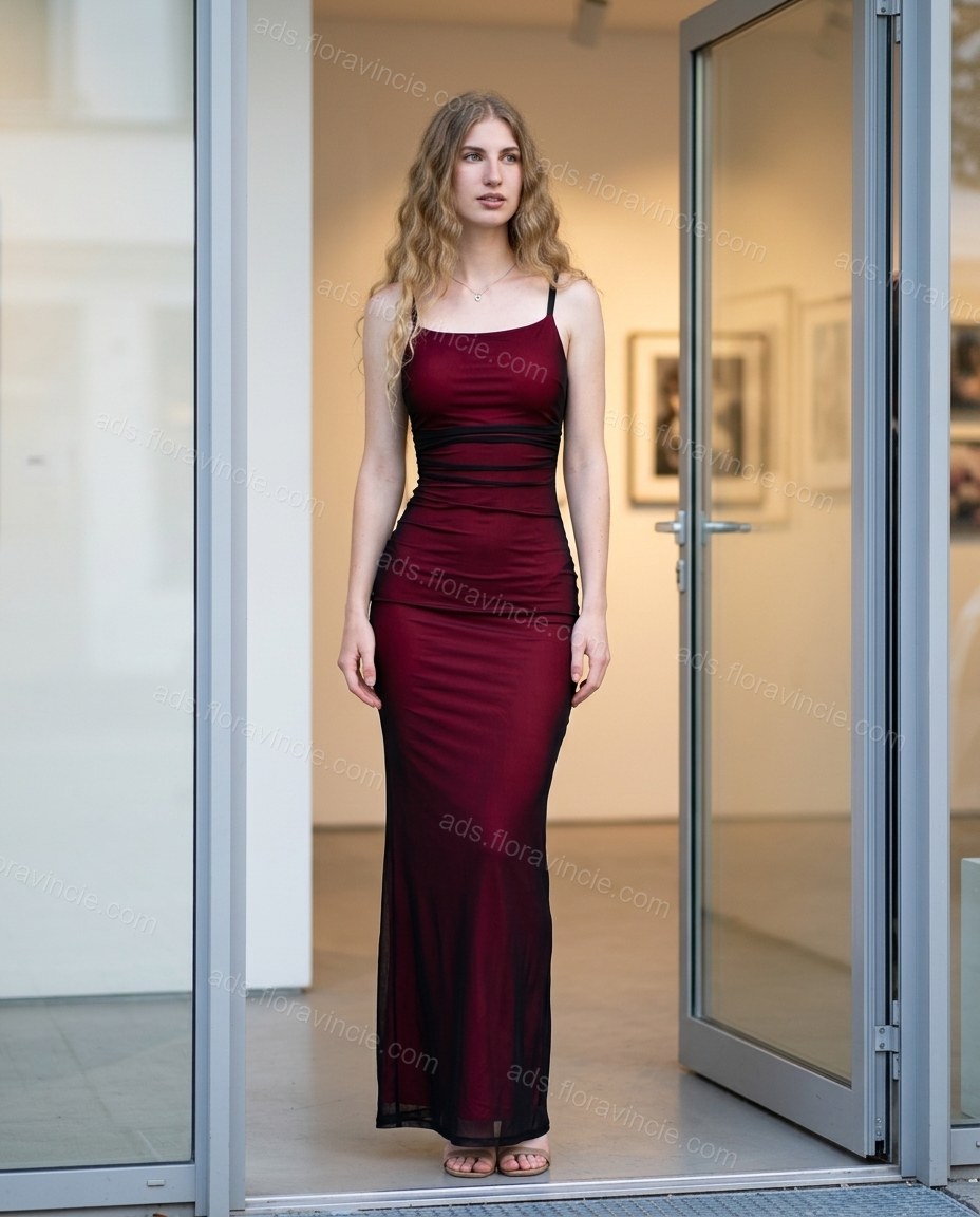Burgundy Ruched Maxi Dress by ads.floravincie.com