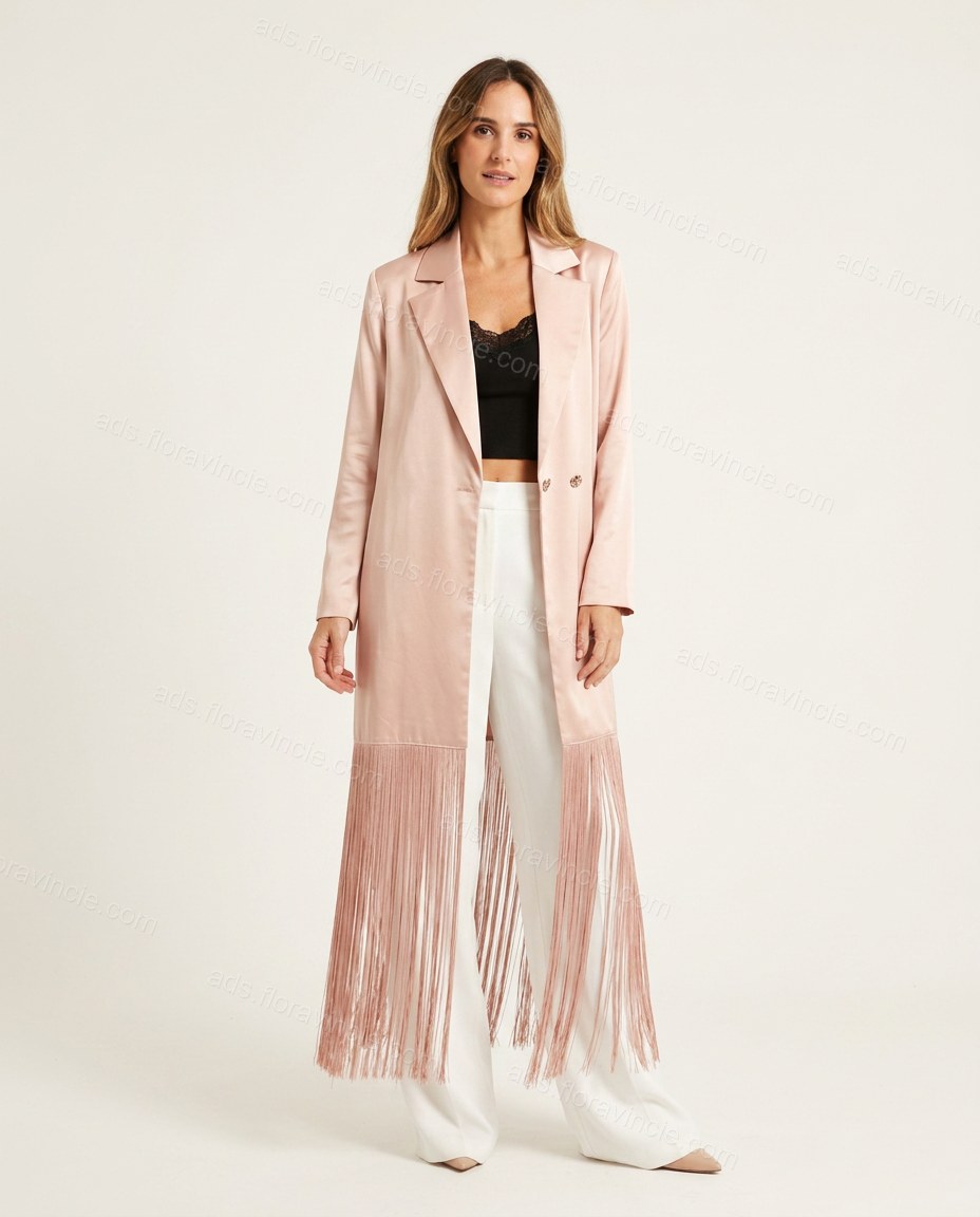 Light Pink Pleated Lace Satin Pant Set by ads.floravincie.com