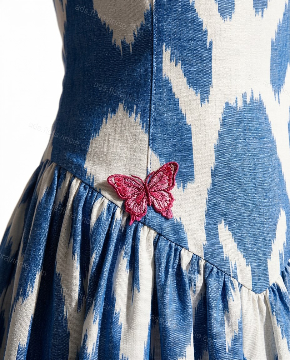 Blue Abstract Print Lace Floral Appliques Maxi Dress by ads.floravincie.com