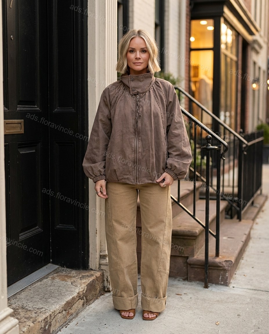 Brown Lace Wide-Leg Cropped Pant Set by ads.floravincie.com